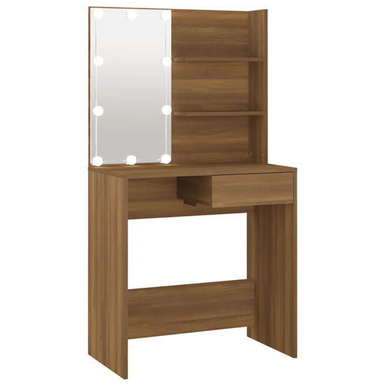 Baina Wooden Dressing Table In Brown Oak With LED Lights