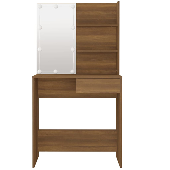 Baina Wooden Dressing Table In Brown Oak With LED Lights