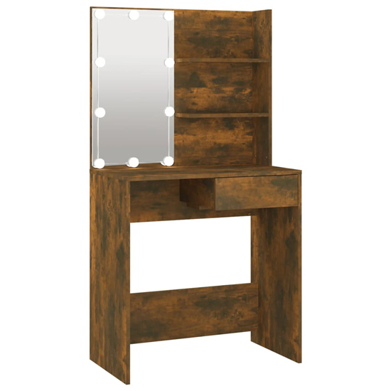 Baina Wooden Dressing Table In Smoked Oak With LED Lights