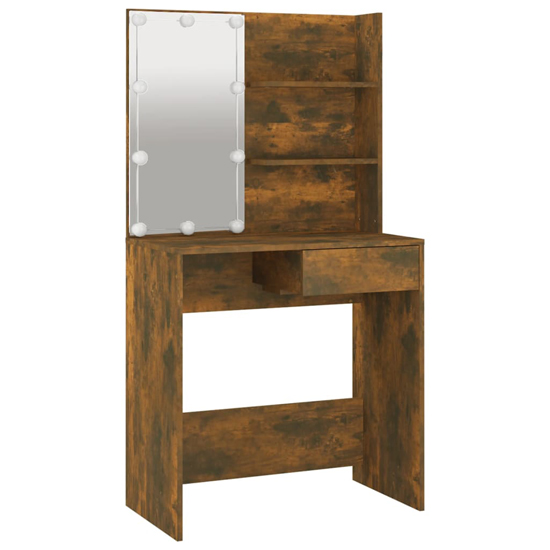 Baina Wooden Dressing Table In Smoked Oak With LED Lights