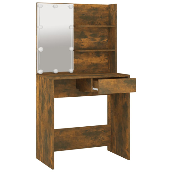 Baina Wooden Dressing Table In Smoked Oak With LED Lights