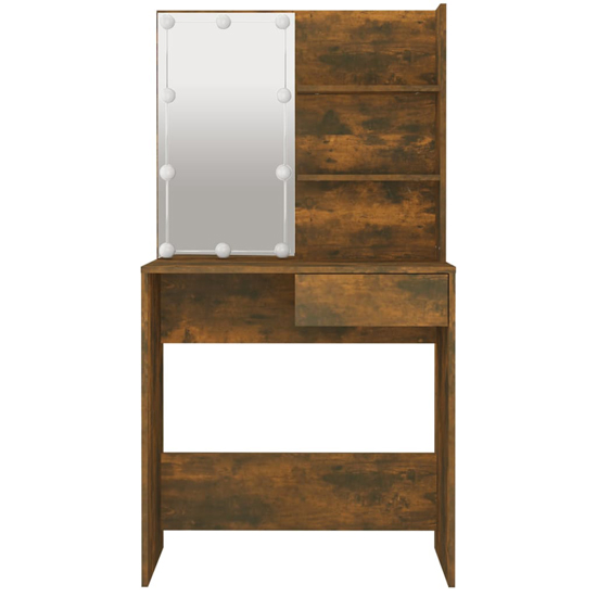 Baina Wooden Dressing Table In Smoked Oak With LED Lights