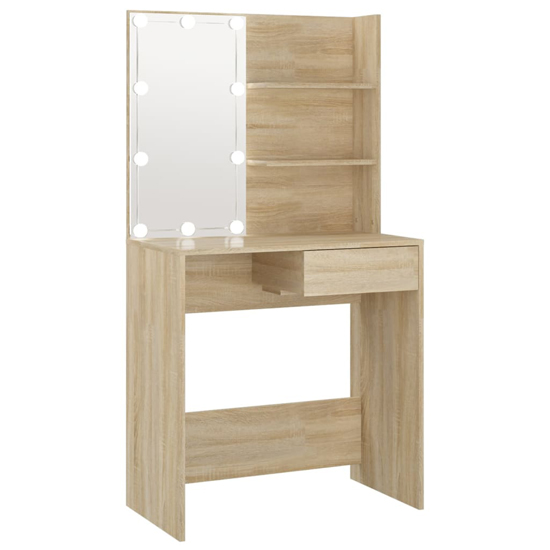 Baina Wooden Dressing Table In Sonoma Oak With LED Lights