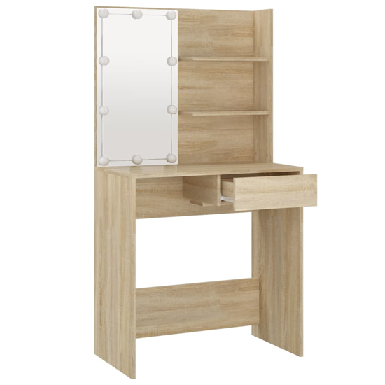 Baina Wooden Dressing Table In Sonoma Oak With LED Lights