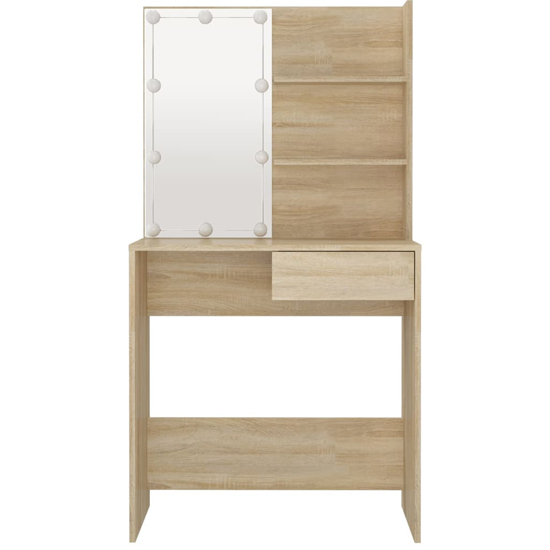 Baina Wooden Dressing Table In Sonoma Oak With LED Lights