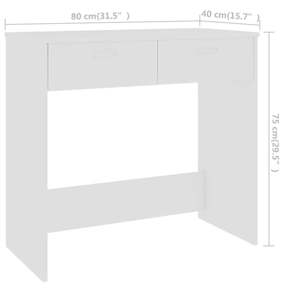 Baina Wooden Laptop Desk With 2 Drawers - White