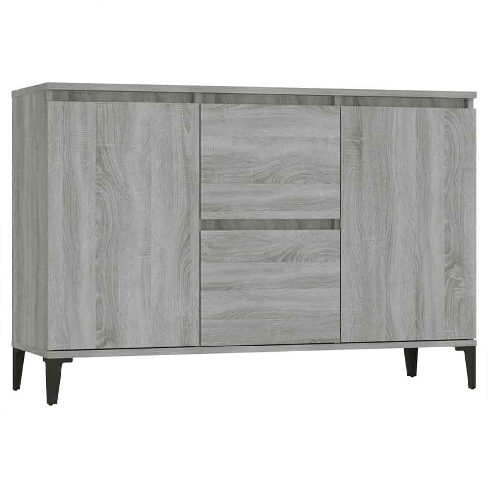 Baina Wooden Sideboard With 2 Doors 2 Drawers - Grey Sonoma