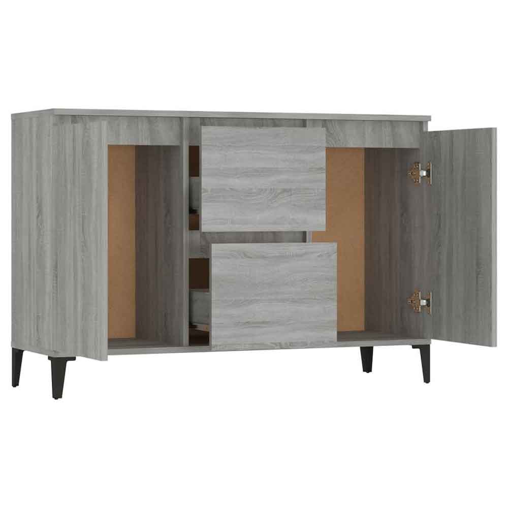 Baina Wooden Sideboard With 2 Doors 2 Drawers - Grey Sonoma