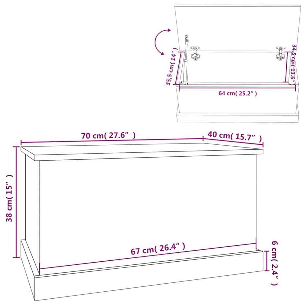 Baina 70cm Wooden Storage Box - Grey Sonoma