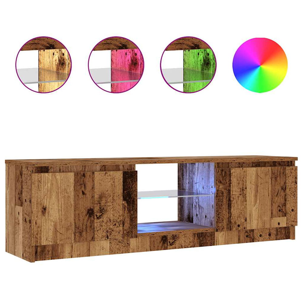 Baina 120cm Wooden TV Stand With 2 Doors And LED Lighting - Brown