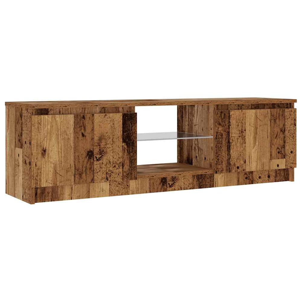Baina 120cm Wooden TV Stand With 2 Doors And LED Lighting - Brown