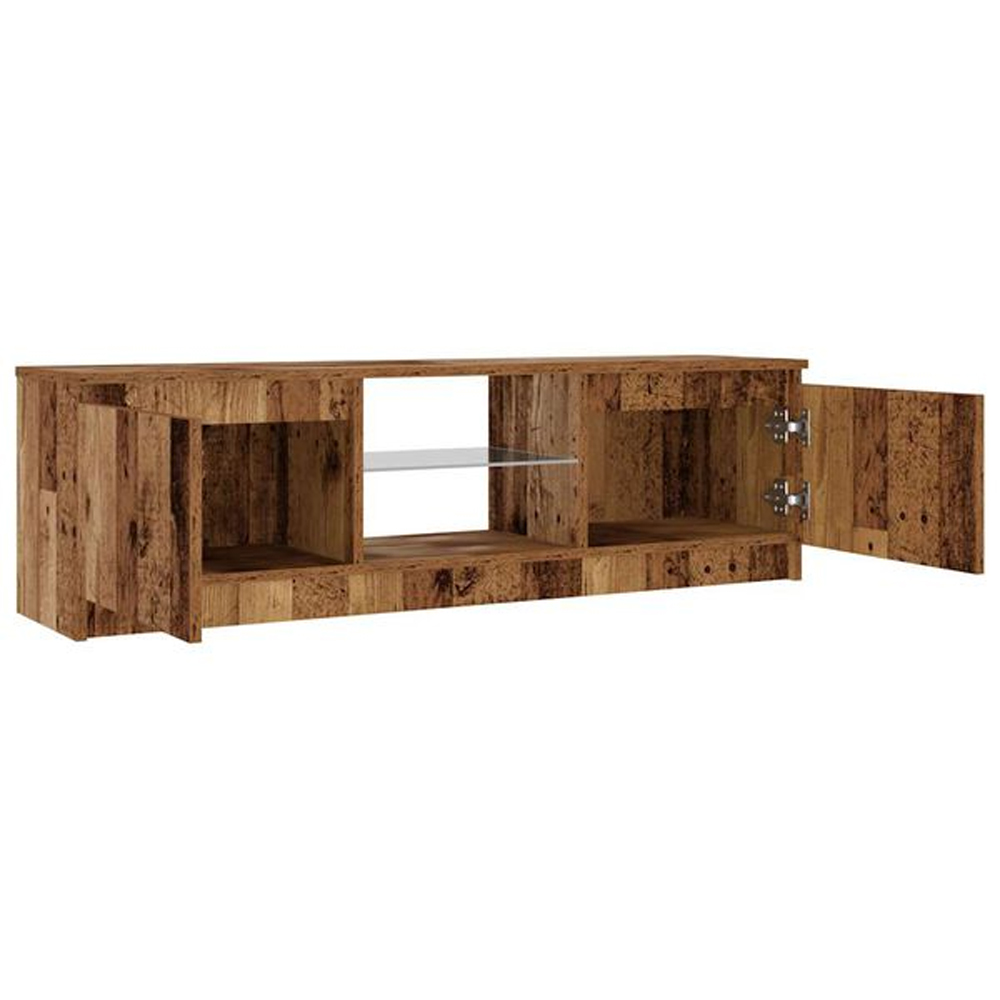 Baina 120cm Wooden TV Stand With 2 Doors And LED Lighting - Brown