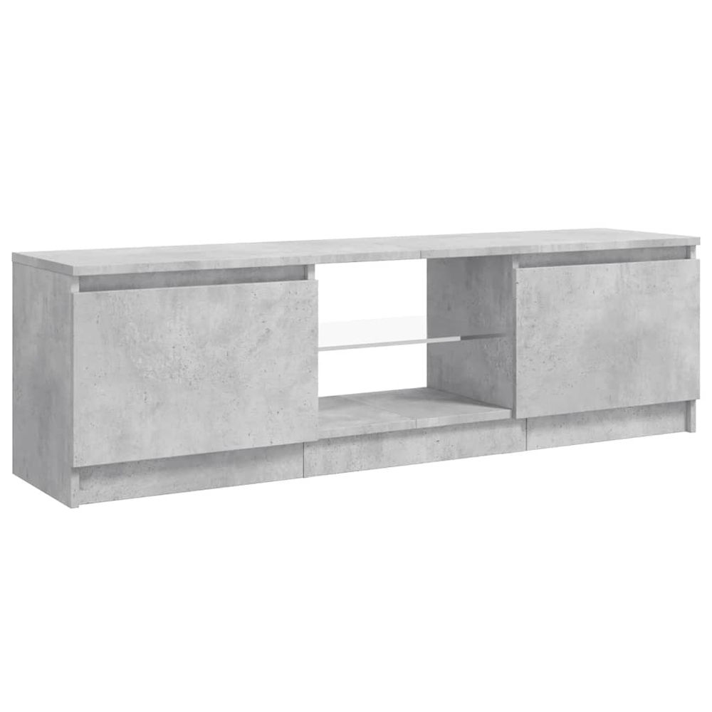 Baina 120cm Wooden TV Stand With 2 Doors And LED Lighting - Concrete Grey