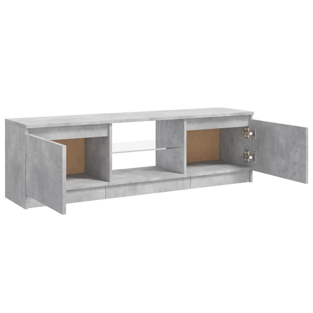 Baina 120cm Wooden TV Stand With 2 Doors And LED Lighting - Concrete Grey