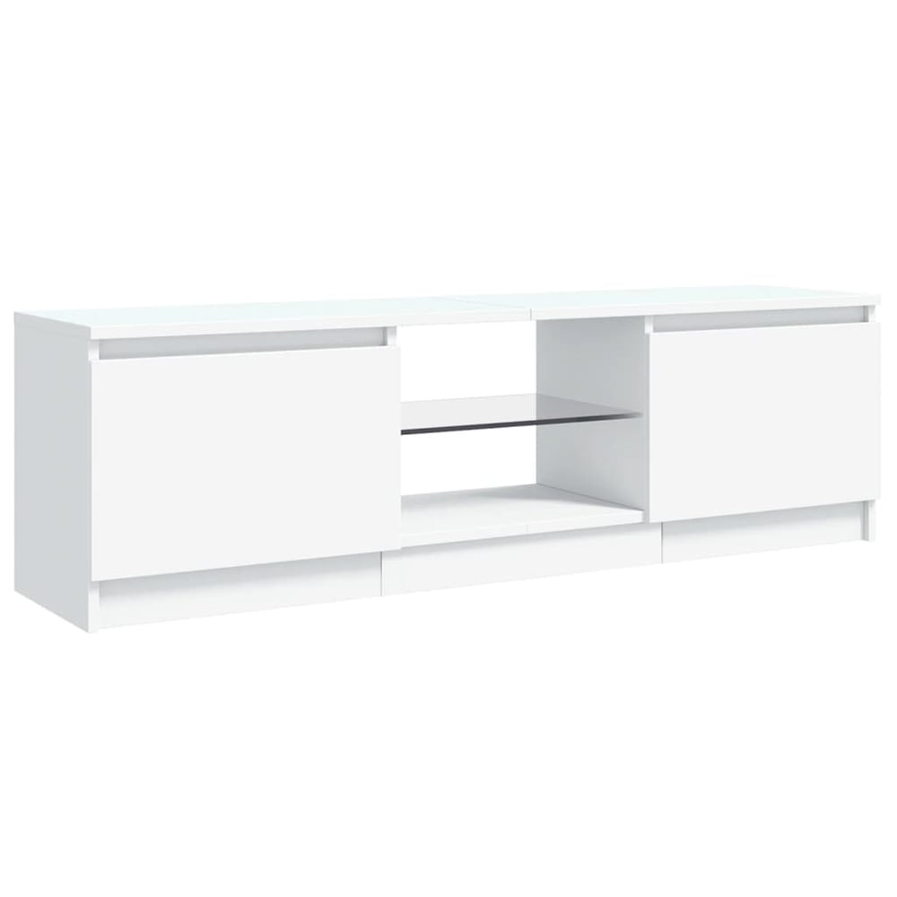 Baina 120cm Wooden TV Stand With 2 Doors And LED Lighting - White