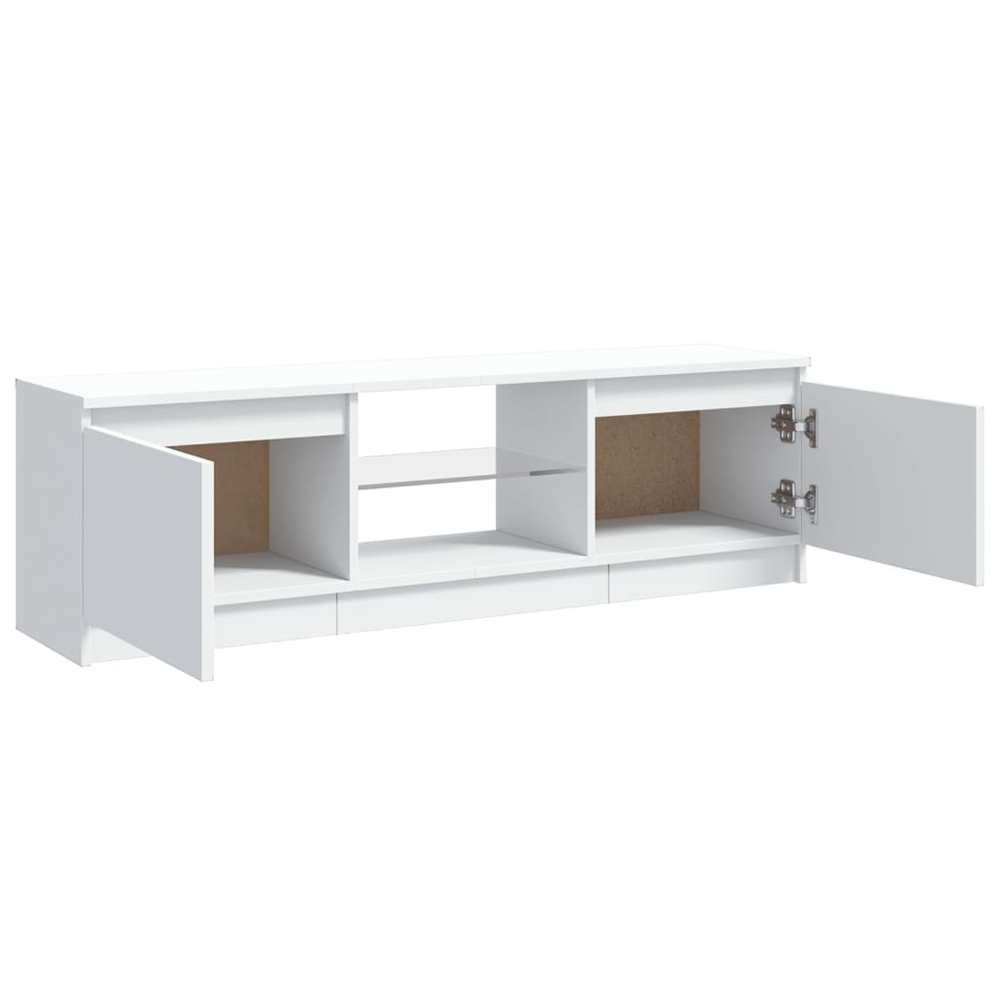 Baina 120cm Wooden TV Stand With 2 Doors And LED Lighting - White