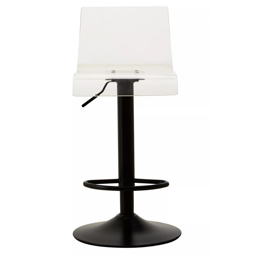 Baino Clear Acrylic Bar Chairs with Black Base in Pair