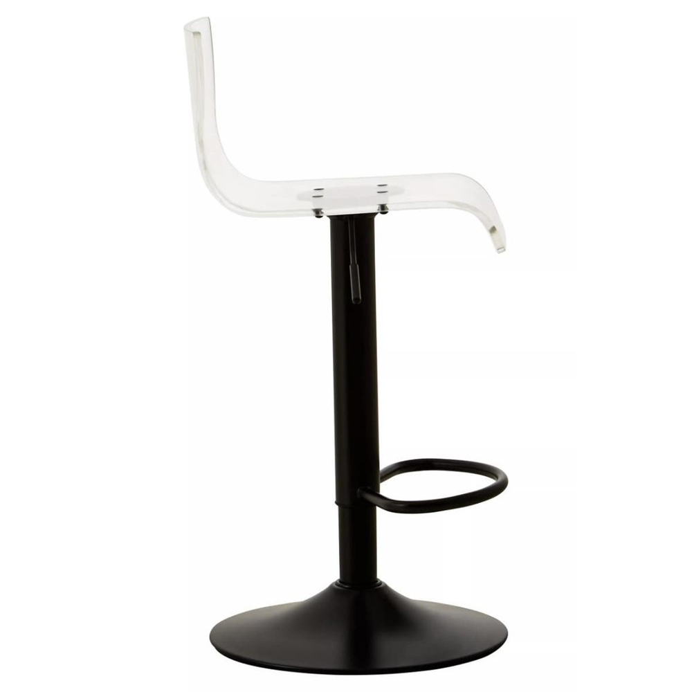 Baino Clear Acrylic Bar Chairs with Black Base in Pair