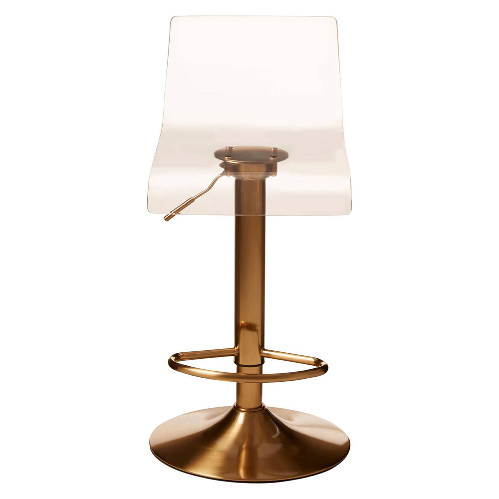 Baino Clear Acrylic Bar Chairs With Gold Base In Pair
