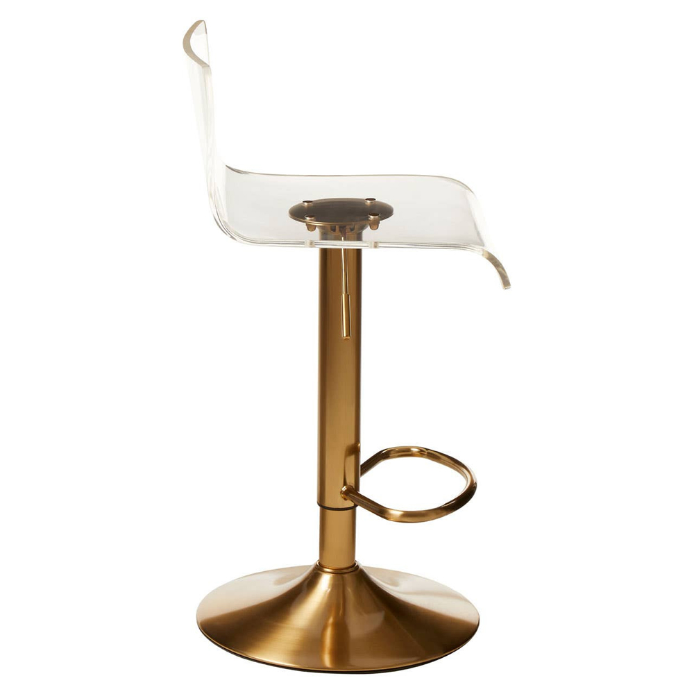 Baino Clear Acrylic Bar Chairs With Gold Base In Pair