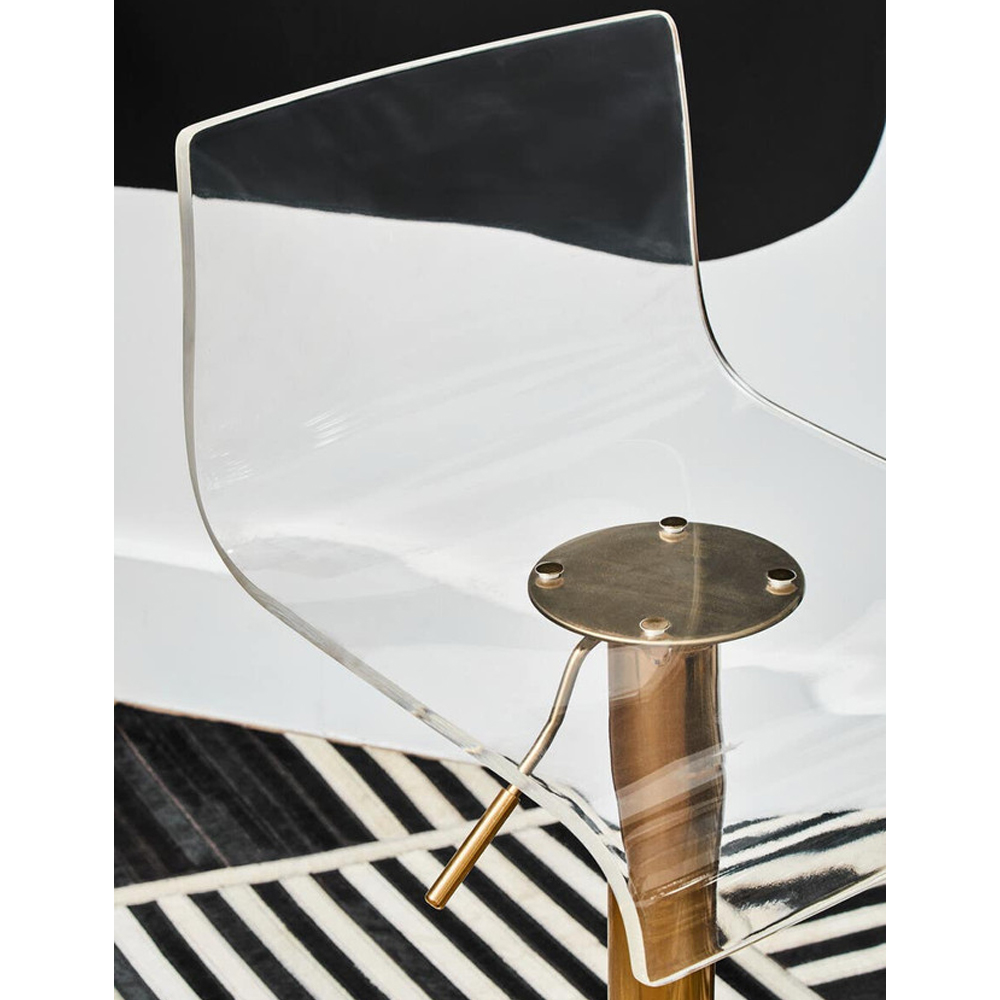 Baino Clear Acrylic Bar Chairs With Gold Base In Pair