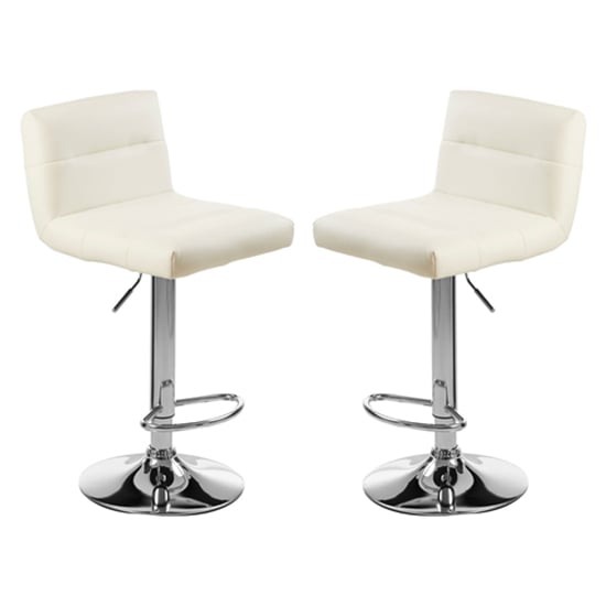 Baino White Leather Bar Chairs With Chrome Base In A Pair