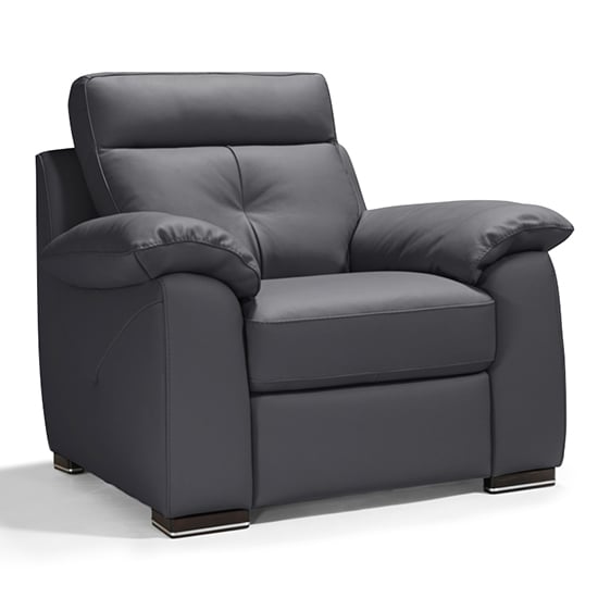 Baiona Leahter Fixed 1 Seater Sofa In Anthracite