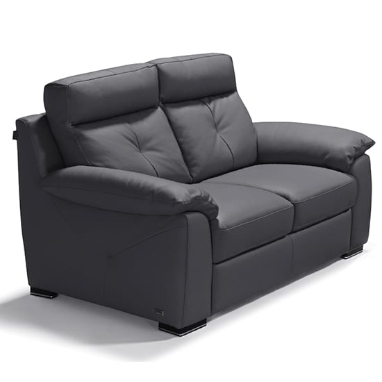 Baiona Leahter Fixed 2 Seater Sofa In Anthracite