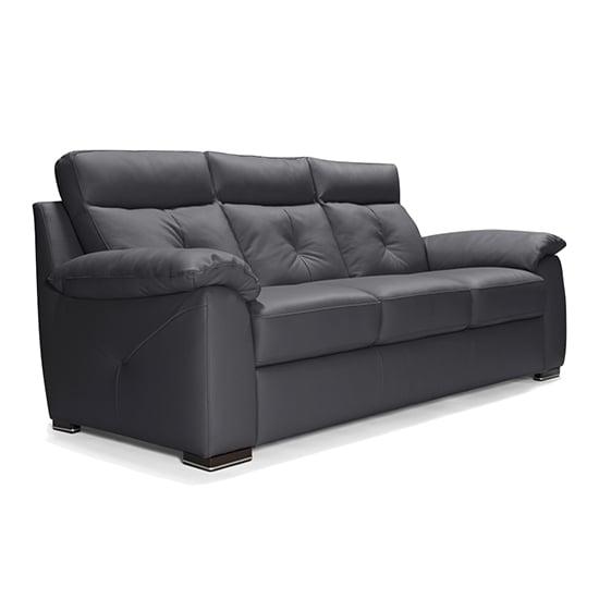 Baiona Leahter Fixed 3 Seater Sofa In Anthracite