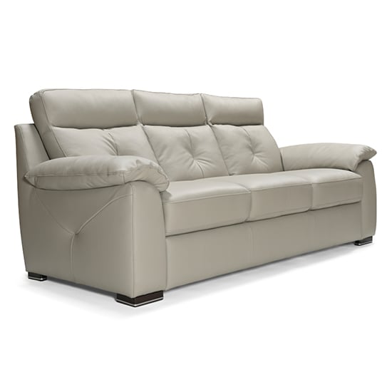 Baiona Leahter Fixed 3 Seater Sofa In Moon