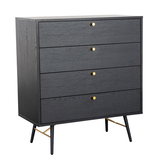 Read more about Baiona wooden chest of 4 drawer in black oak