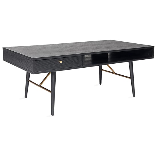 Product photograph of Baiona Wooden Coffee Table With 1 Drawer In Black Oak from Furniture in Fashion