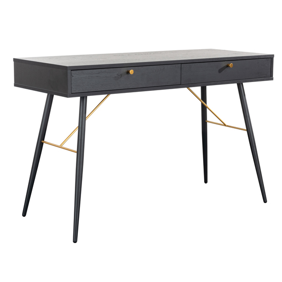Read more about Baiona wooden console table with 2 drawers in black oak