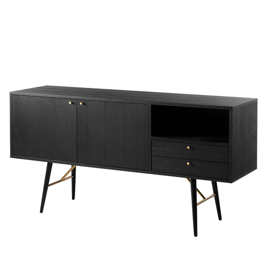 Baiona Wooden Sideboard With 2 Doors 2 Drawers In Black