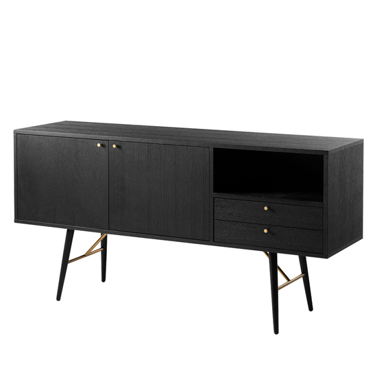 Read more about Baiona wooden sideboard with 2 doors 2 drawers in black