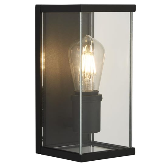 Product photograph of Bakerloo Outdoor Clear Glass Wall Light In Dark Black from Furniture in Fashion