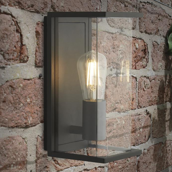 Bakerloo Outdoor Clear Glass Wall Light In Dark Grey