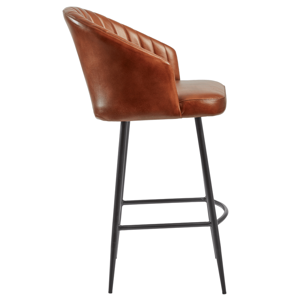 Bakewell Bruciato Tan Genuine Leather Bar Stools In Pair