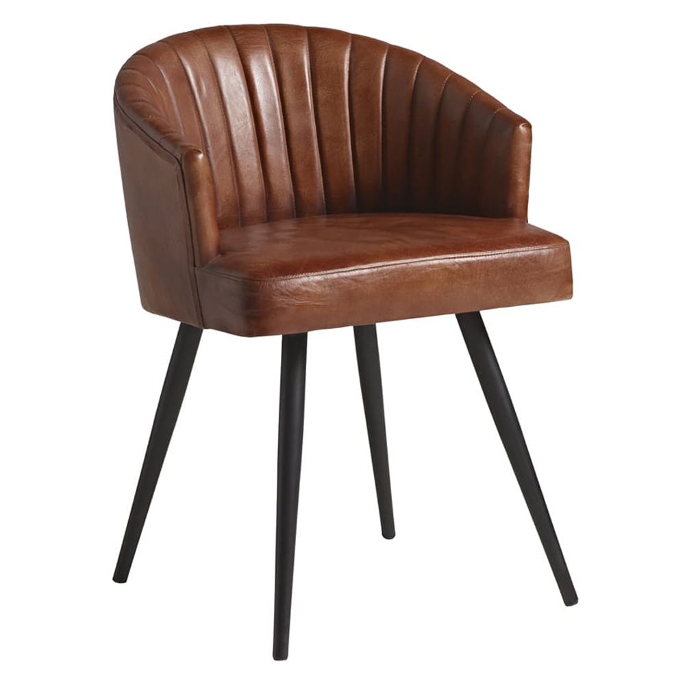 bakewell genuine leather tub chair in bruciato tan