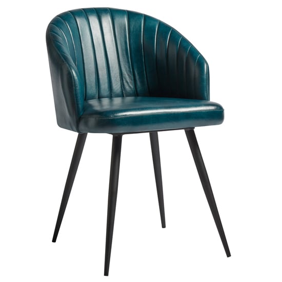 Product photograph of Bakewell Genuine Leather Tub Chair In Vintage Blue from Furniture in Fashion