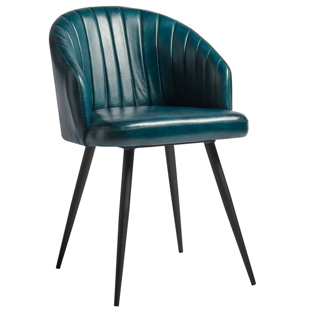 bakewell genuine leather tub chair in vintage blue