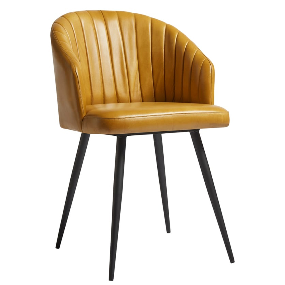 bakewell genuine leather tub chair in vintage gold