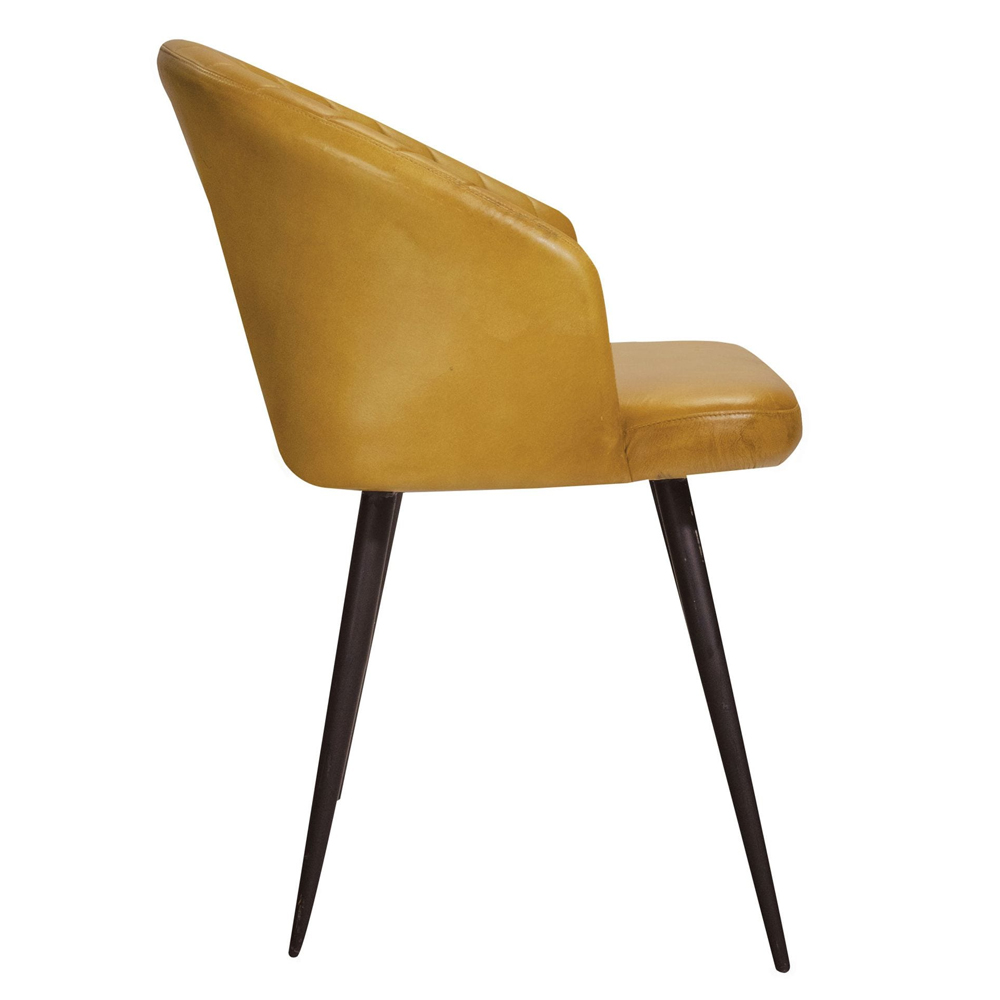 Bakewell Genuine Leather Tub Chair In Vintage Gold