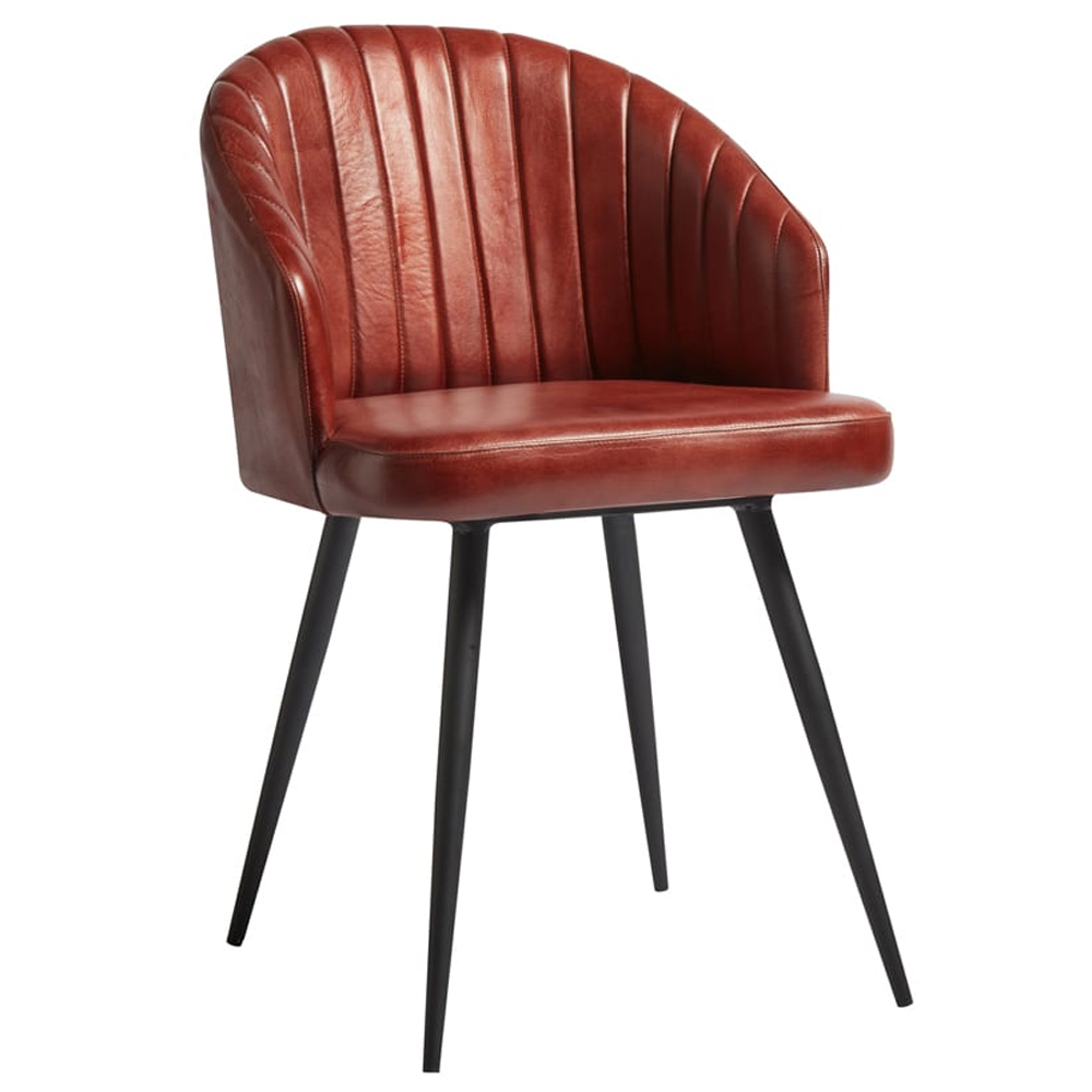 bakewell genuine leather tub chair in vintage red