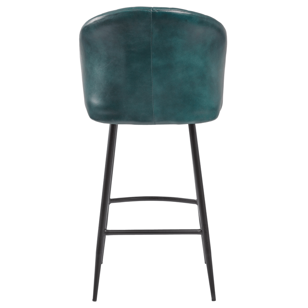 Bakewell Vintage Blue Genuine Leather Bar Stools In Pair