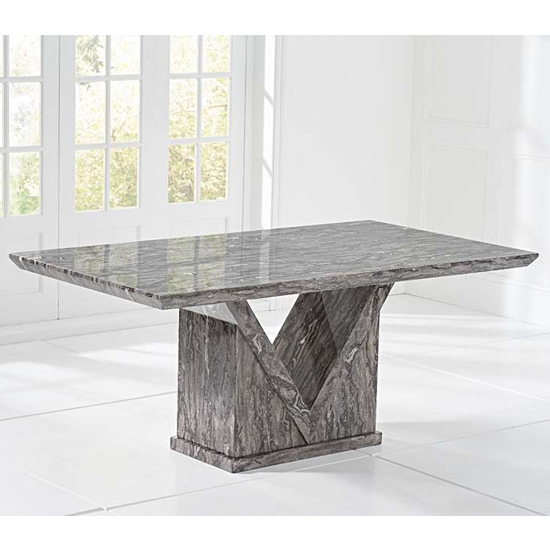 Balchor 160cm High Gloss Marble Dining Table In Grey_2