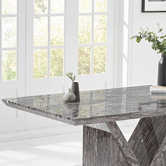 Balchor 160cm High Gloss Marble Dining Table In Grey_3