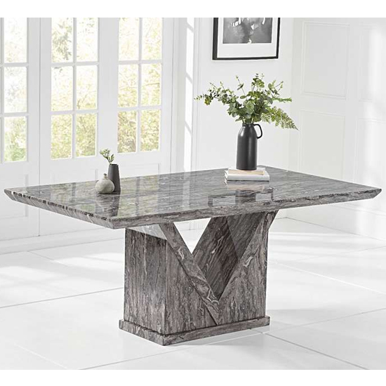 Balchor 160cm High Gloss Marble Dining Table In Grey