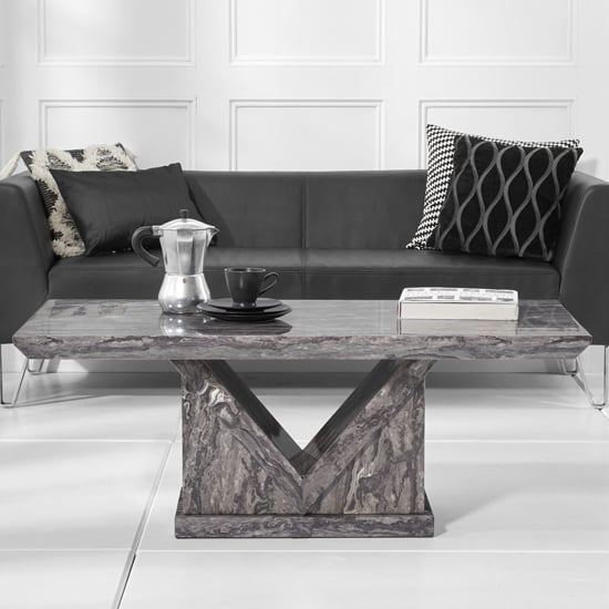 View Balchor high gloss marble coffee table in grey