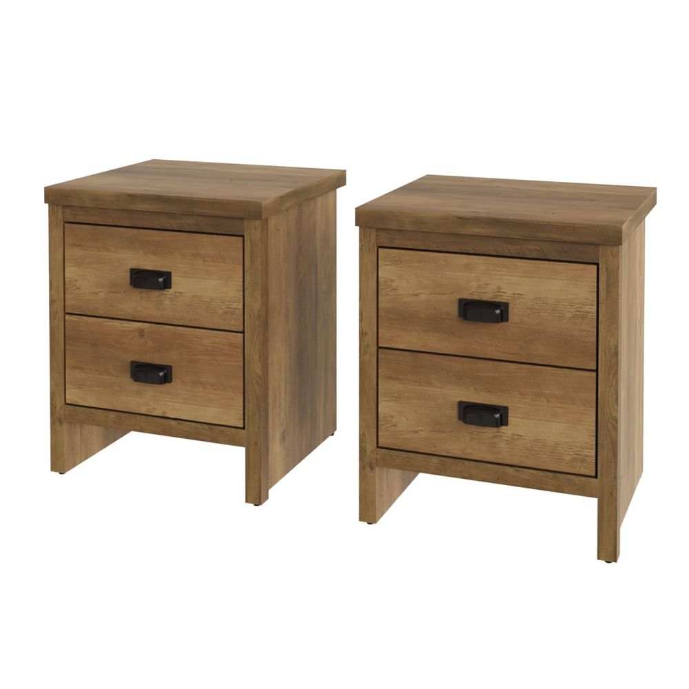 Balcombe Knotty Oak Wooden Bedside Cabinets In Pair